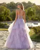 Lavender 2024 Prom Dresses Ruffles Skirt Appliqued Lace Party Gowns For Women Tulle A Line Evening Dress