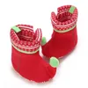 Chaussons nés pour bébés Chaussettes de pied de Père Noël Bottes de Noël pour bébé Joli flocon de neige Conception de Père Noël Pantoufles chaudes d'hiver Chaussures antidérapantes 231226