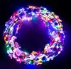 Guirnaldas de flores decorativas Fiesta Intermitente Cintas para el cabello LED Cuerdas Resplandor Corona de flores Diademas Luz Rave Guirnalda de cabello floral Guirnaldas de flores luminosas