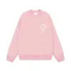 Amis Roze Polo Hoodie Designer Mode Dames Sweatshirts 500g Lente en Herfst Klassiek Ronde Hals Geborduurd Liefde Katoen Badstof Los