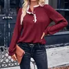 Pulls pour femmes Automne et hiver Casual Mode Tops Solide Couleur Col montant Dentelle Top à manches longues pour femmes Abricot Blusa