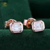 Hot Selling Drop Shipping 925 Sterling Silver Emerald Cut Moissanite Diamond Rose Gold Stud örhängen med GRA -certifikat