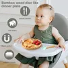 3 pièces en bois bébé alimentation vaisselle bambou enfants bol avec ventouse diviseur nourriture enfants cadeaux de croissance NO A 231225