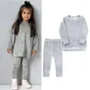 Kläder sätter vinter baby flickor sammet fleece tröjor byxor 2 st småbarn tjejkläder barn casual hoodies pullover hemkläder kostymer