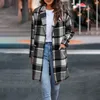 Vestes pour femmes à carreaux, coupe ample, chemises longues, veste Tartan Boyfriend, manteau surdimensionné avec poches