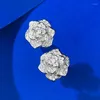 Oorknopjes 2023 S925 Zilver Volledige Diamant Camellia Kleine Roos Dames Exquisite Veelzijdig