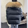 MAOMAOKONG blanc canard doudoune hiver femmes chaud manteau ample naturel réel fourrure de renard col épais luxe vêtements d'extérieur parkas 231226