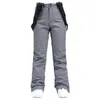 Skiing Pants Ski Women's Men's Slim-fit Snowboard Double-boded Warm Thickened Strap