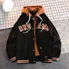 Hohe Qualität Varsity Baseball Uniform Jacke Herren Herbst Trendy Marke Allmatch Student Mit Kapuze Plus Größe Mäntel Frauen 231225