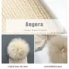 Janefur生まれた幼児ビーニーハットEarflaps Angora Soft Warm Faux Fur Pom Capかわいい子供冬のボブル帽子03y 231225