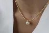 With 18K Gold Beads Chian Real Pearl Choker Necklace Designer T Show Runway Gown Rare INS Japan Korean Boho Top 2202122439846