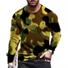 T-shirt à manches longues et col rond pour homme, ample, à la mode, avec impression numérique, sport, camouflage 3D, nouvelle collection printemps 2021