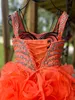 Robe de Princesse Puffy Organza Robe de Bal Filles Premier Anniversaire Infantile Fleur Fille Enfant Enfant Enfant Bébé Fille Robe À Volants Orange Préadolescent Jeune Junior Senior Miss À Lacets