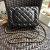 12A Upgrade Mirror Quality Classic Mini Square Flap Bag Womens Genuine Leather Caviar Lambskin Quilted Bag Designer Black Purse Handbag Shoulder Gold Chain Bags