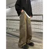 Pantaloni di pelle nera caffè Pantaloni da uomo moda oversize casual Uomo streetwear Pantaloni larghi coreani a gamba larga Pantaloni da uomo S-2XL 231226