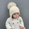 Janefur born Gorro infantil con orejeras Angora suave y cálido gorro con pompón de piel sintética bonitos gorros de invierno para niños 03Y 231225