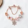 Strängar Rose Gold Loose Beads Snowflake Pendant Bangle Charm Bead Armband For Girl Diy Jewelry As Christmas Gift1124795