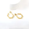 Boucles d'oreilles créoles en bambou et acier inoxydable, petites pour femmes et filles, forme C, breloque géométrique personnalisée, bijoux d'oreille de haute qualité, cadeaux