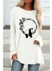 Kvinnors tröjor Söta panda 2023 Autumn/Winter 3D Printing Solid Color Fashion T-shirt rund nacke Pullover Löst casual skjorta plus storlek