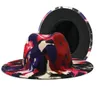 2021 Kleurrijke Tie Dye Vilt Jazz Hoeden Vrouwen Faux Wol Fedora Hoed Brede Rand Panama Stijl Party Formele Chapeau Gokker cap1176114