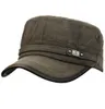 Męskie damskie 100 Bawełniane regulowane Twill Corps Flat Top Army Plain Vintage Cadet Runner Golf Sports Military Cap Hat5884980