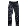 Autumn Winter Moto Biker Pu Leather Pants Straight Slim Men's Leggings Elastic Velvet Tight KoreanStyle Black Pencil 231225