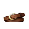 Belts Pure Cowhide 2.4cm Width Female Genuine Leather Belt Copper Pin Buckle Women Jean Wild Waistband Fashion Simple Strap