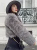 Cappotto corto in ecopelle di lusso chic in pelliccia da donna Moda O Collo a maniche lunghe in peluche Giacca corta 2023 Inverno Lady Addensare Outwear elegante