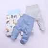 Bebek ayaklı pantolon doğdu erkek bebek kız tozluklar yüksek bel bebek pantolon uyuyan yürümeye başlayan çocuk pijamaları bebek bahar sonbahar pantolon 231225