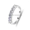 Anneaux de cluster S925 Sterling Sier FL Stars Bague Demi-Cercle Une rangée Pure Zircons Diamants Ins Classique Casual Femmes Finger Band Cadeau Dro Dhcri