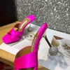 AQUAZZURA high-heeled slippers Sandals stiletto mules Diamond ball metal heel Silk slip-on open toe women Luxury Designers shoes factory footwear With box