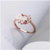 Cluster anéis mulheres moda personalidade criativa borboleta flor rosa ouro cristal zircão anel festa de casamento boutique jóias gota dhduh