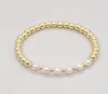 Beaded Strands Go2Boho Real Freshwater Pearl Bracelet Fashion Jewelry Elastic Gold Plated Natural Stone Mix Stretch Bracelets For 2204019