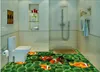 배경 화면 수중 세계 녹색 배경 3d 층 금붕어 비닐 바닥 욕실
