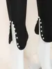 Finjani Pantalones negros ajustados con aberturas en la parte inferior de los pantalones con cuentas Pantalones de mujer elegantes de talla grande a la moda de cintura alta 231226