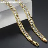 Davieslee Silver Color Yellow Gold Filled Halsband för herrkedja Hammerad Cut Round Curb Cuban Link 6mm264n