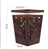 Waste Bins Thai SolidWood Trash Bin Light Luxury Creative Retro Retro New Chinese Style Bedroom Kitchen Home Living Room Wooden Dreave Defive OTL7G