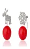 Cerf étincelant flocon de neige boule rouge boucle d'oreille de noël pour femmes fille dame bijoux fins cadeau S925 argent Aaa Zircon6578458