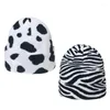 Berets Trendy Cow Leopard Print Knitted Hat Thick Casual Fall Winter All-match