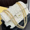 Chain Women Woven Luxury Button Brand Base Celebrity Bag Gold Crossbody Wool Single Swo Show a 25 cm CF