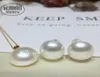 Chaînes Nature White Sound Sea Pearl Coin MABE 18k PendantEARRINGS 1314mm Perles entières FPPJ12233038