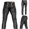 Men's Goth Steampunk Pu Leather Pant Black Motorcycle Rock Roll Slim Legging Pants Plus Size 231225