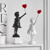 Flying Balloon Girl Statue Sculptures and Figurines Living Room Decor Home Decoration and Table Accessories Desk Accessories 231225