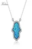 Kaletine Opal Hamsa Fatima Charm Orijinal 925 Sterling Gümüş Kolye Takı Uzun Zincir Kolye KLTN022 2202105547364