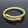 Brazalete de mujer de alta calidad, alambre de Color dorado de acero inoxidable para hombres y mujeres, pulseras con tuerca de tornillo, brazaletes, nueva joyería de moda 265V