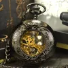 Bangle Steampunk Fashion Antique Skeleton Mechanical Pocket Watch Men Chain Necklace Business Casual Pocket & Fob Watches Gold