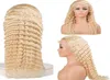 180 Densitet 12A Lång blond HD spetsstängning Wigs 13 6 Transparent spets frontala peruk 613 40 tum djupvåg peruk svart kvinnor228h7685639