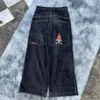 Jnco workowate dżinsy hip hop rock haftowanie wzorca mężczyzn kobiety 2023 Nowy mody streetwear retro harajuku high talia szerokie dżinsy nogi d3