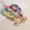 Keychains Silicone Wood Beads Keychain Keyring For Women Beaded Wrislet Bracelet Pendant Car Keys Ring Holder Jewelry Accessories