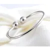 Braccialetto genuino reale puro solido argento sterling 925 braccialetti per gioielli da donna palla rotonda polsino femminile braccialetto braccialetto braccialetto a mano regalo